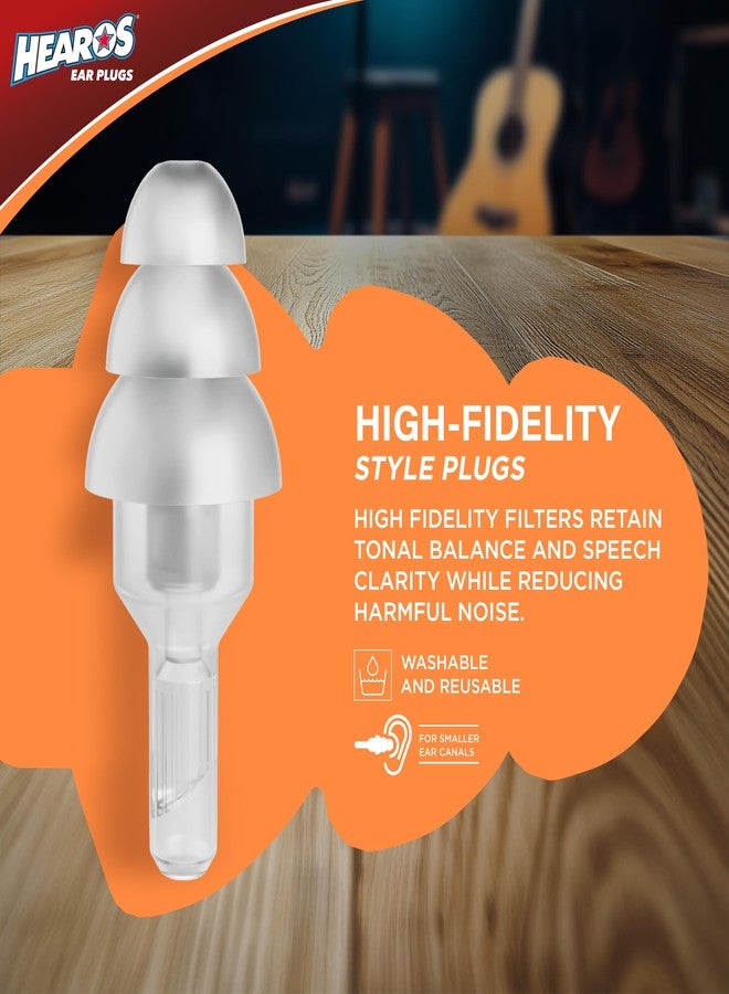 HEAROS High Fidelity Series Ear Plugs with Free Case, NRR 12, 1 Pair, Silicone, Hypoallergenic, Clear (311) - Image 2